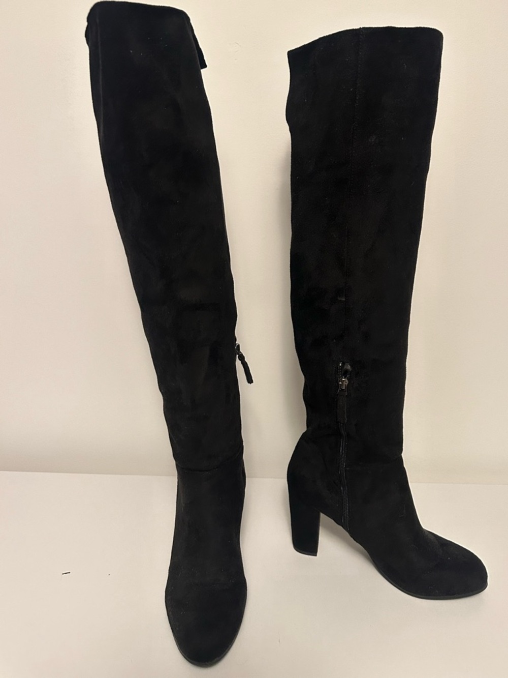 Franco Sarto Black Over-the-Knee Suede Block Heel Boots